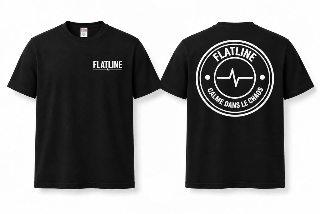 T-Shirt Flatline Original Noir (Logo Blanc)